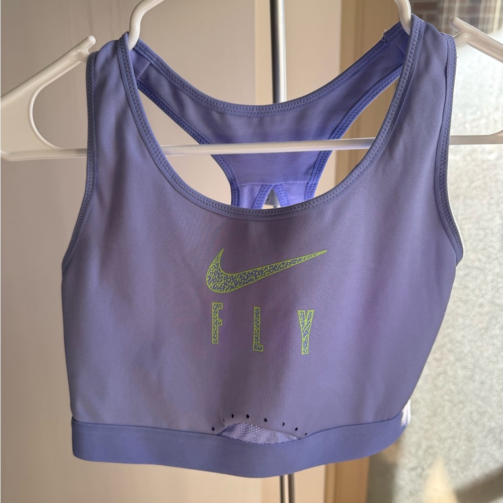 Nike Lavender Racerback Sports Bra with Neon Green Swoosh great condition